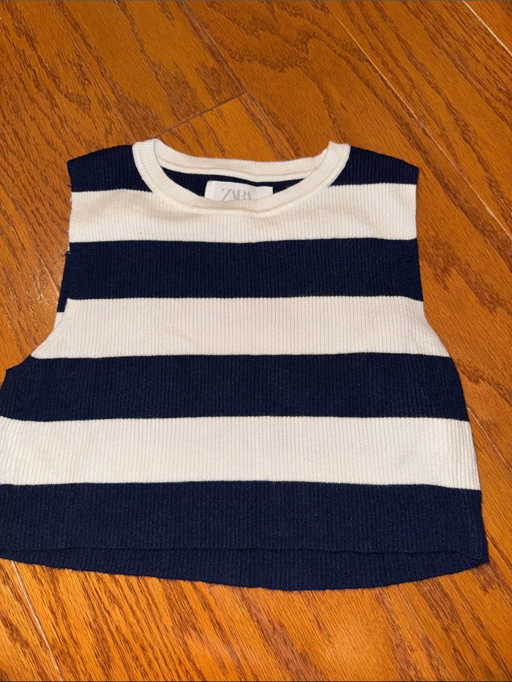 Zara girls Navy and White Striped Knit Tank